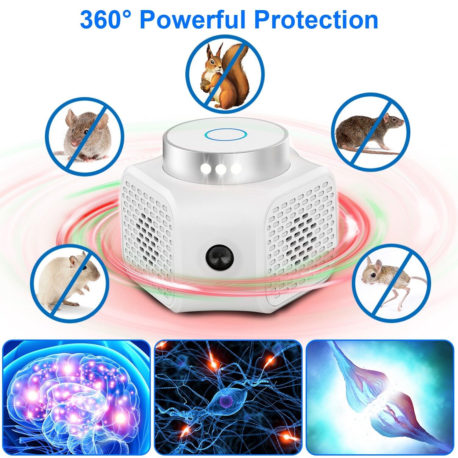 Ultrasonic Rodent Chaser for Indoor Pest Control - White