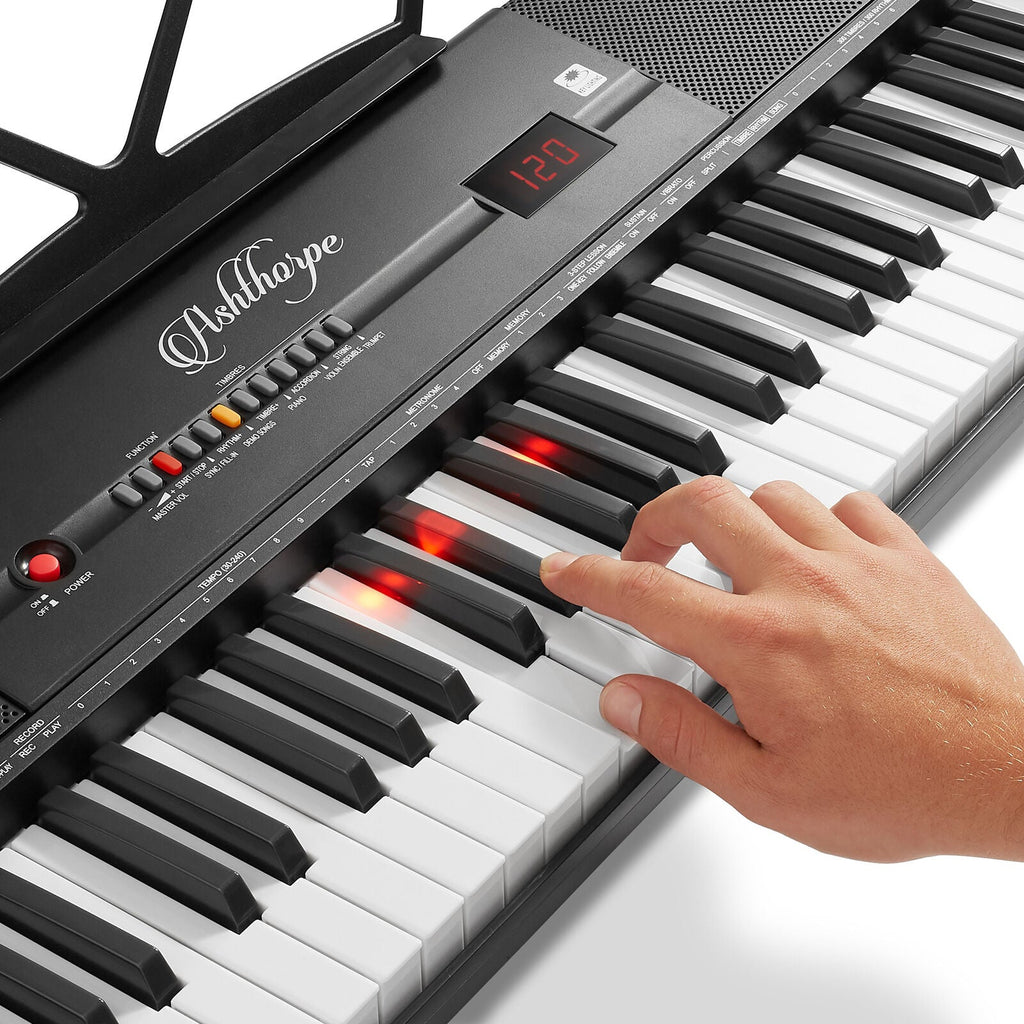 61 Keys Portable Electronic Keyboard With Light-Up Keys Stool & Stand