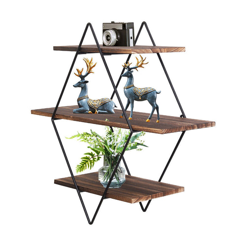 3 Tier Metal Storage Rack Geometric Wall Shelf