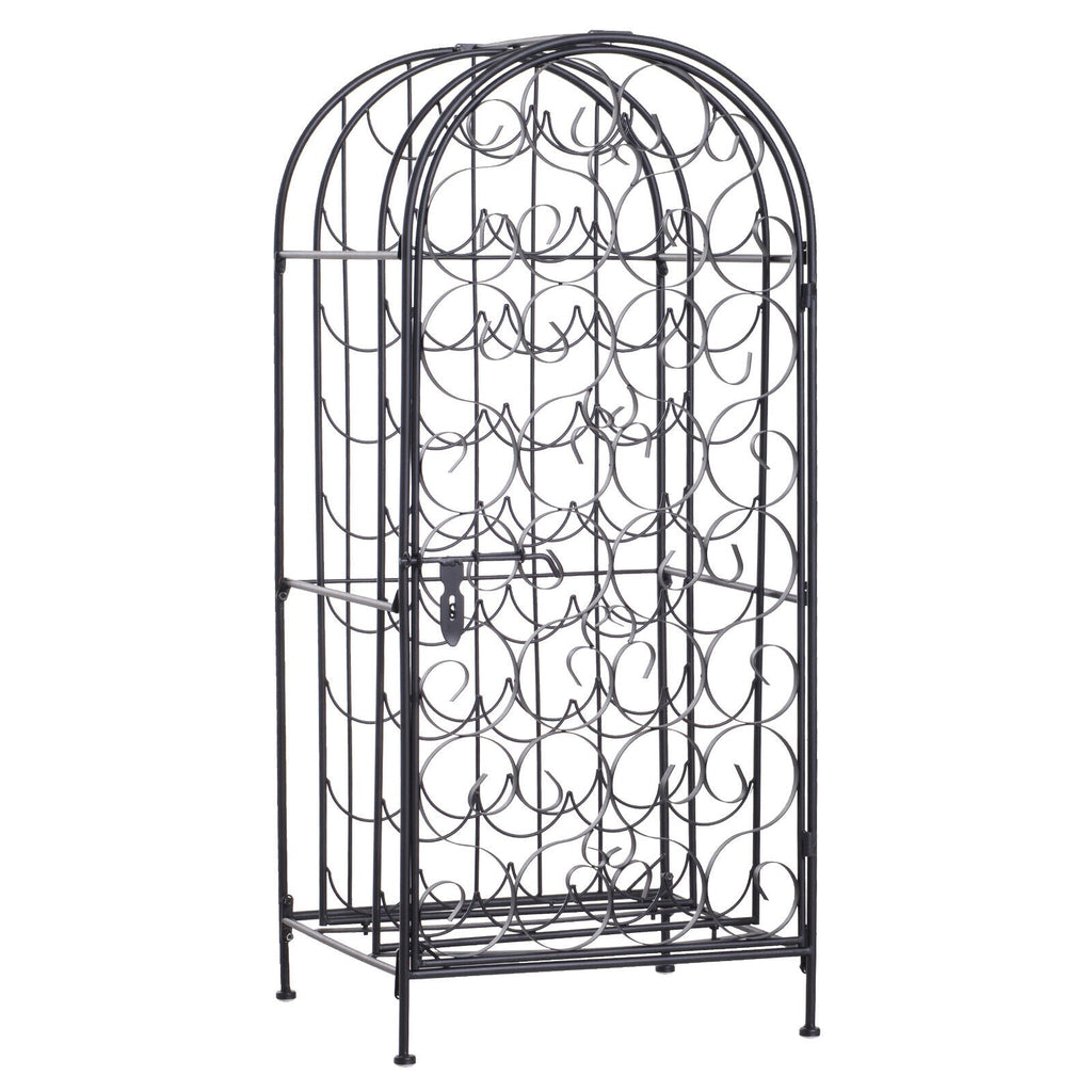 Freestanding Large Metal Wine Rack 35 Bottles Display Stand