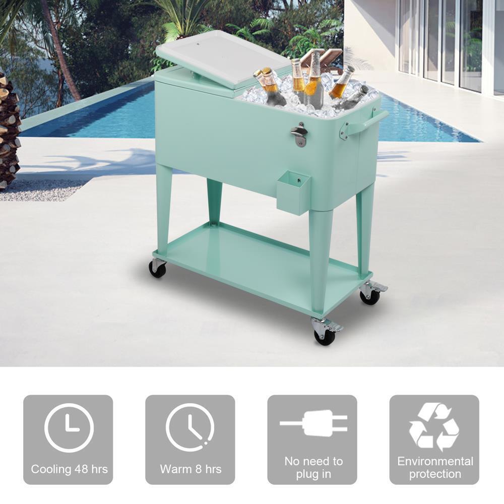 80 Quart Portable Outdoor Rolling Party Cooler Cart