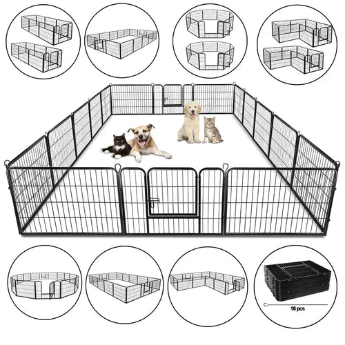 24" Metal Pet Playpen 16 Panel Fence Kennel Safe Exercise Enclosure