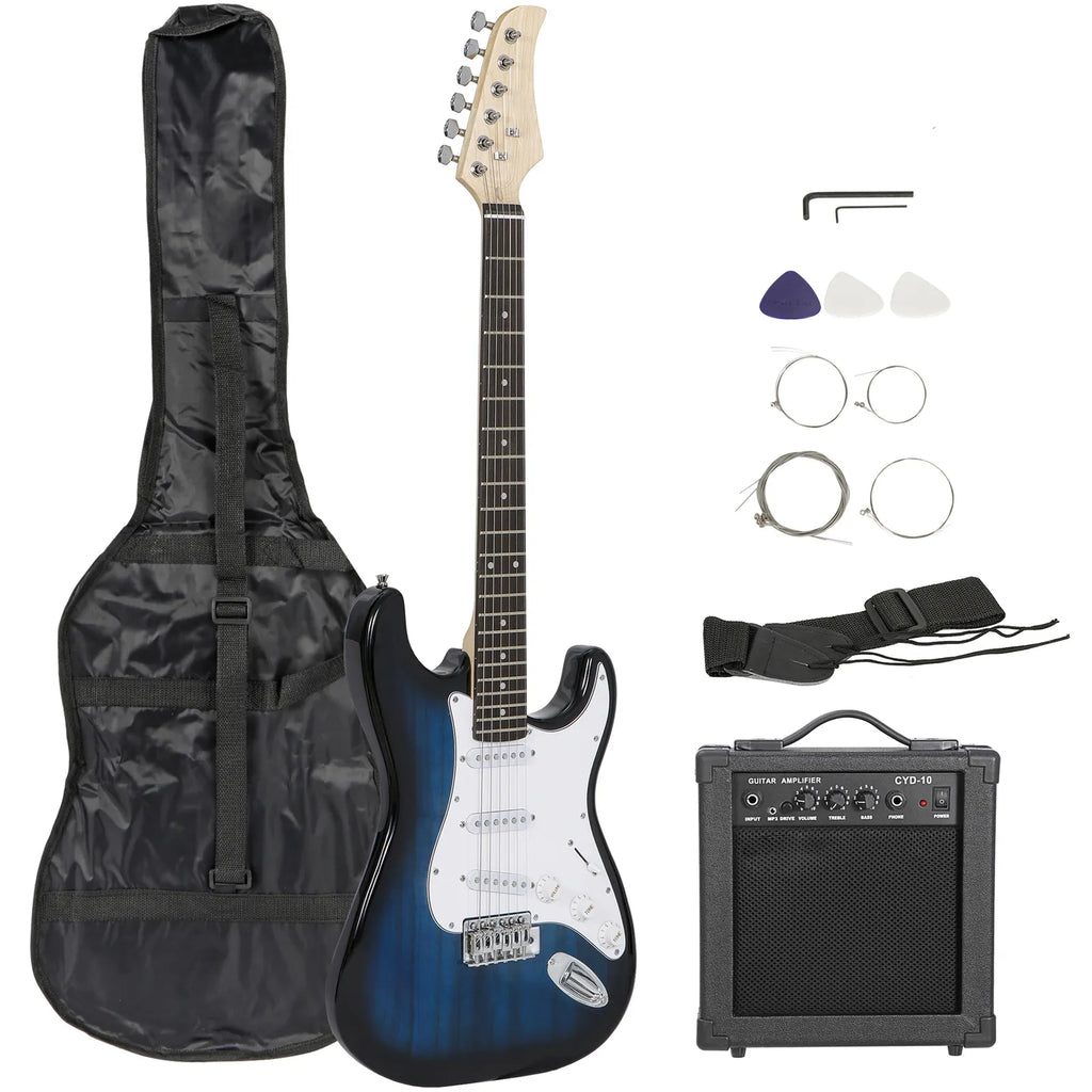 Blue Full Size Electric Guitar Bundle with Amp and Accessories