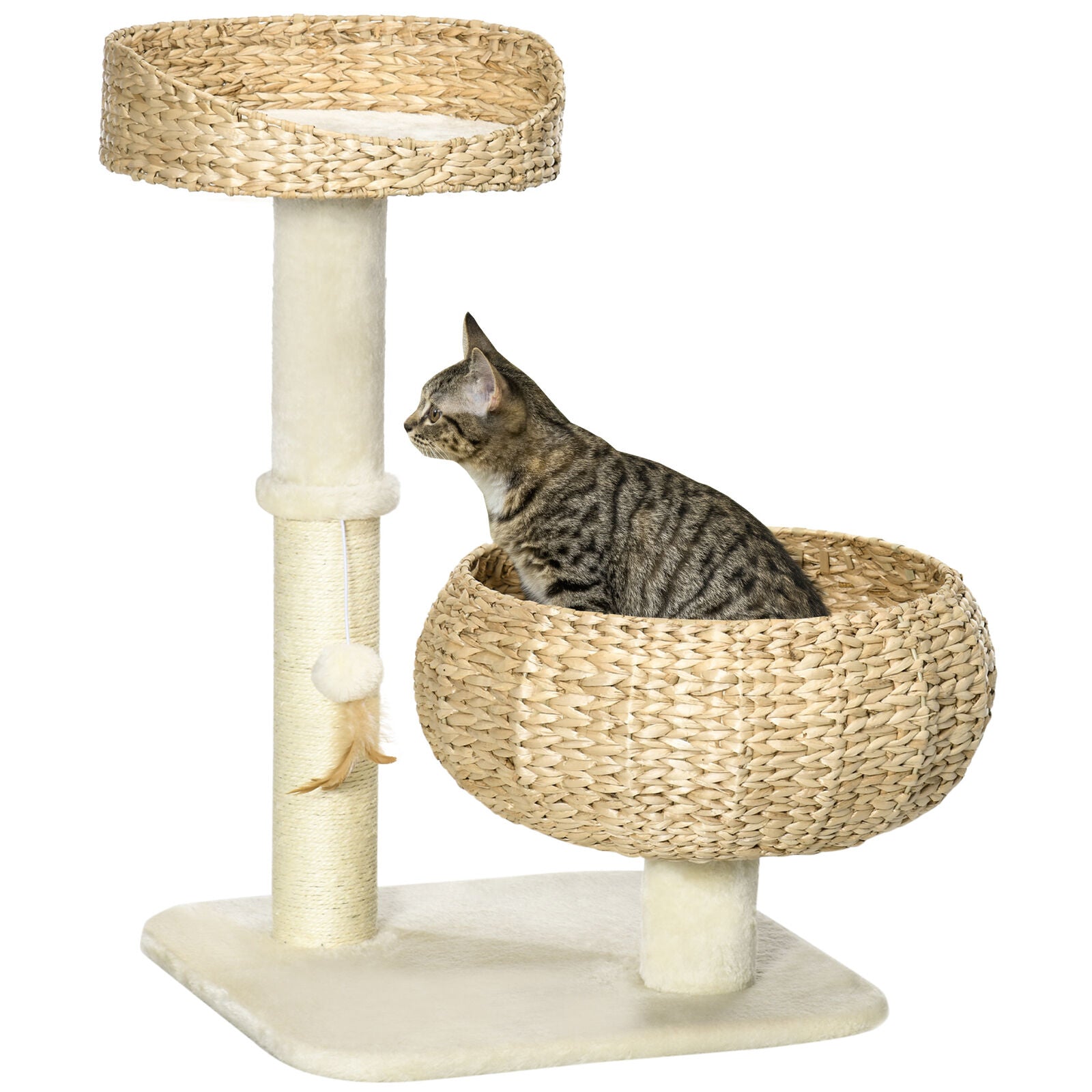Modern Cat Tree Indoor Cat Tree Basket With Ball Toy and Scratch Post