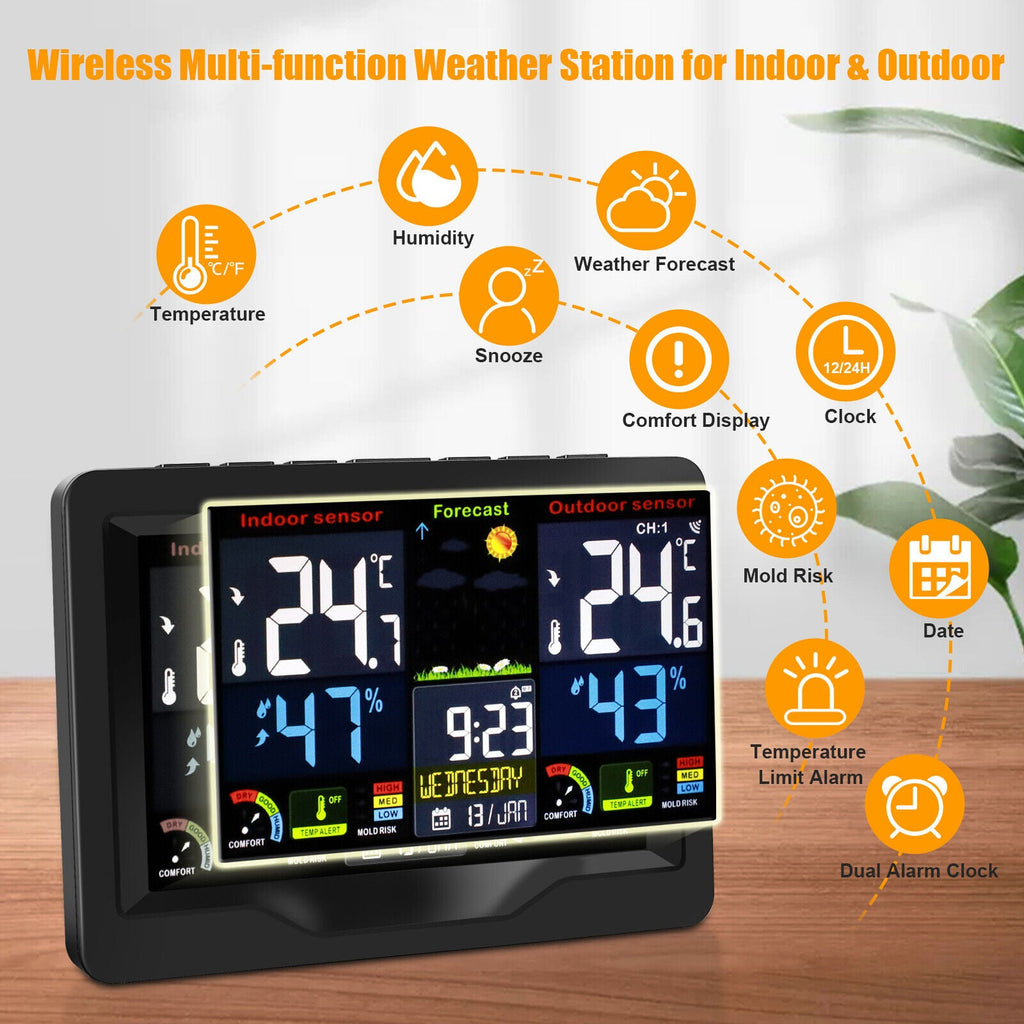 LCD Wireless Digital Weather Station Humidity and Temperature Monitor