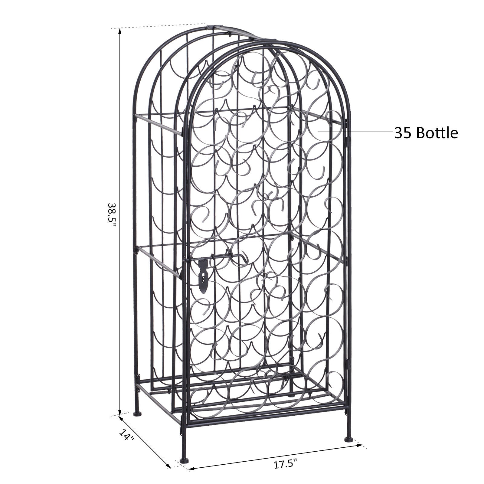 Freestanding Large Metal Wine Rack 35 Bottles Display Stand