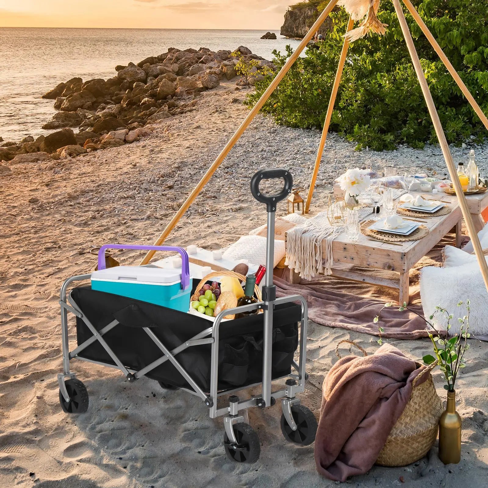 Folding Garden Cart Utility Wagon Outdoor Sports Camping