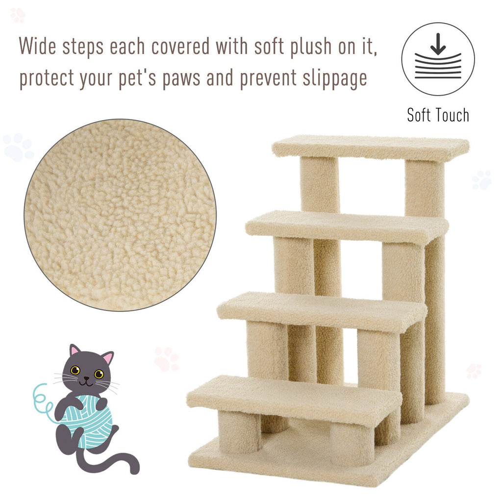 24-Inches Cat Tree 4-Steps Stairway with Perch Scratcher Bed Climber