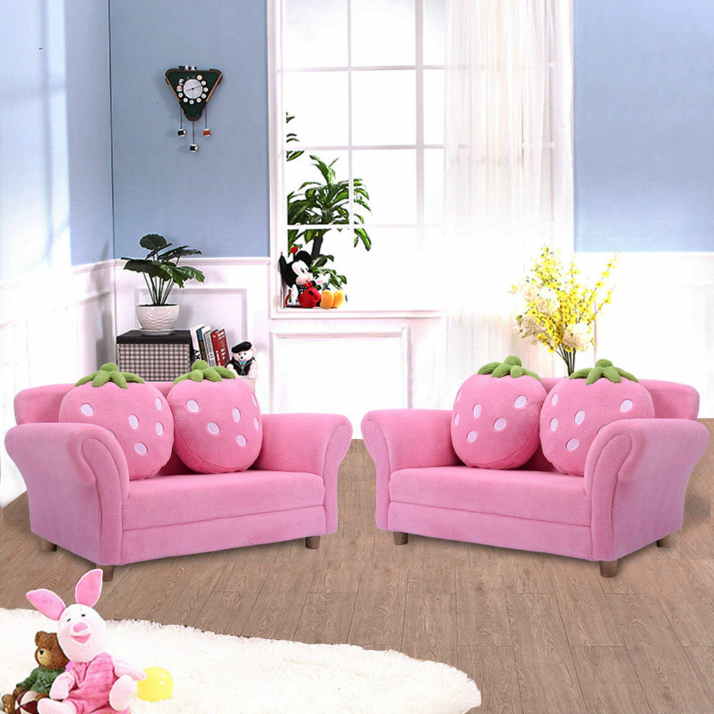 Kids Strawberry Sofa Lounge Chair with Pillows