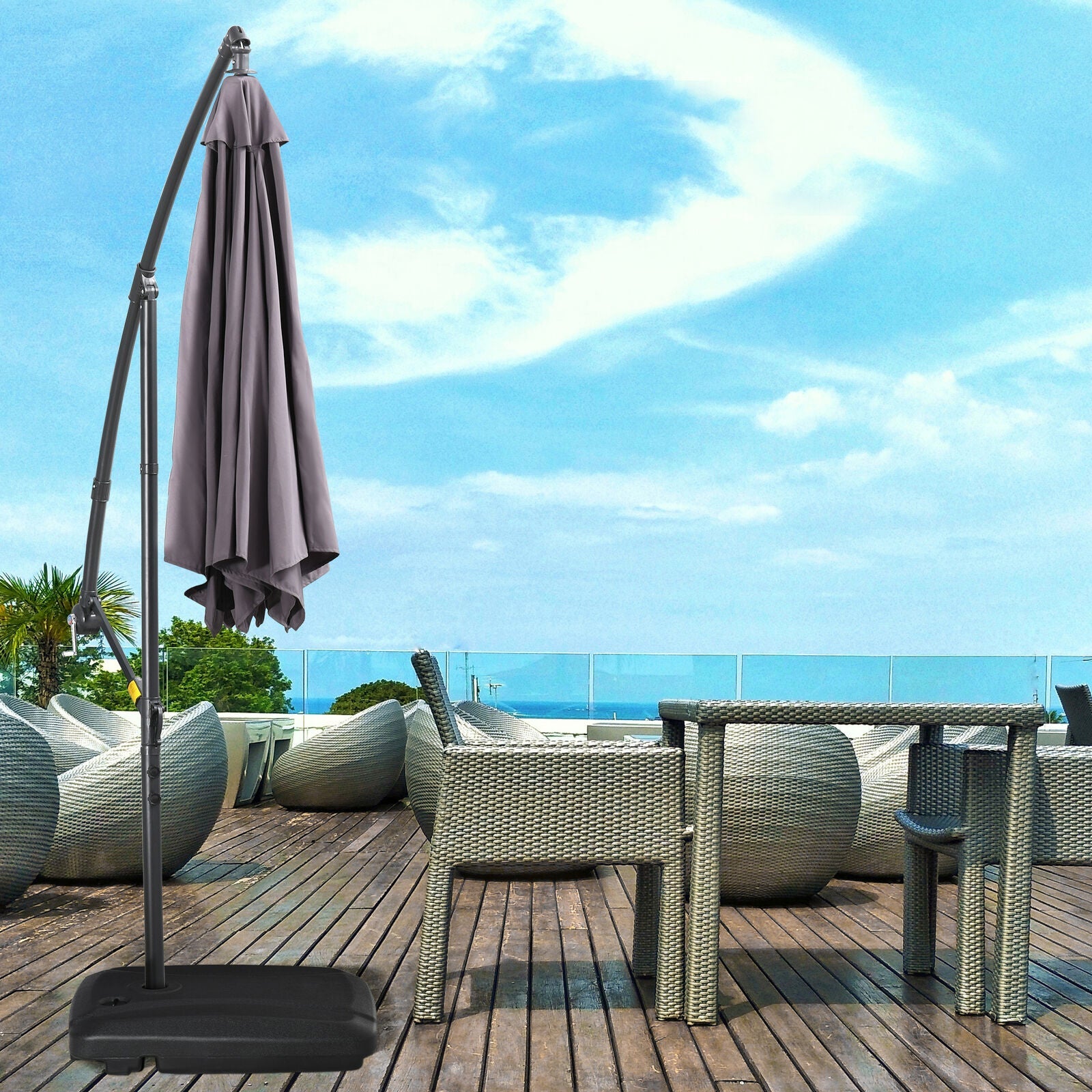 Mobile Cantilever Umbrella Base Stand Black