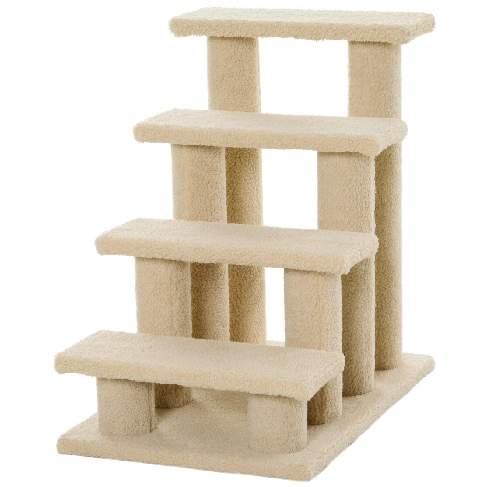 24-Inches Cat Tree 4-Steps Stairway with Perch Scratcher Bed Climber