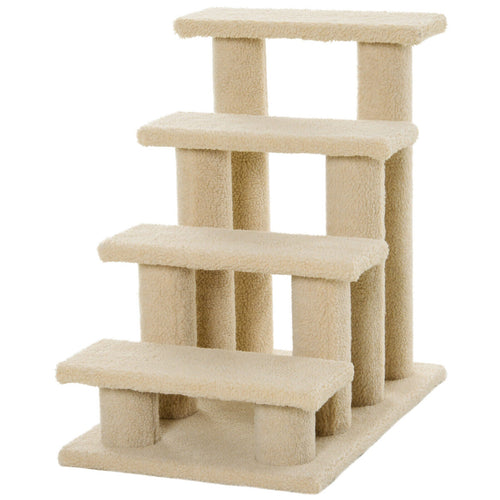 24-Inches Cat Tree 4-Steps Stairway with Perch Scratcher Bed Climber