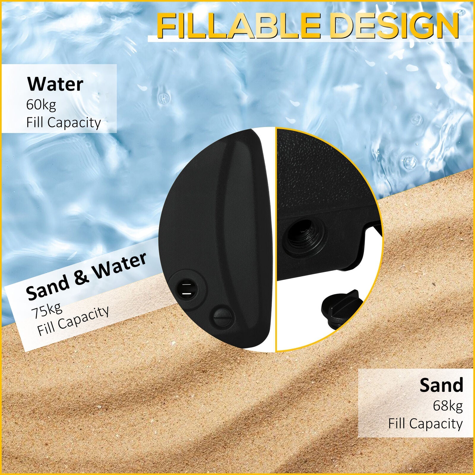 Mobile Cantilever Umbrella Base Stand Black