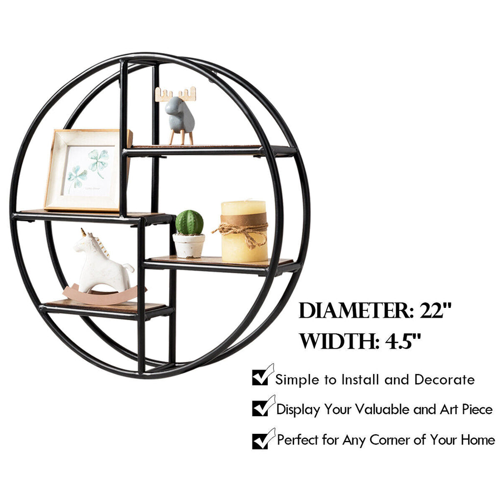 Wall-Mounted 4-Tier Circular Hanging Storage Shelf Room Decoration