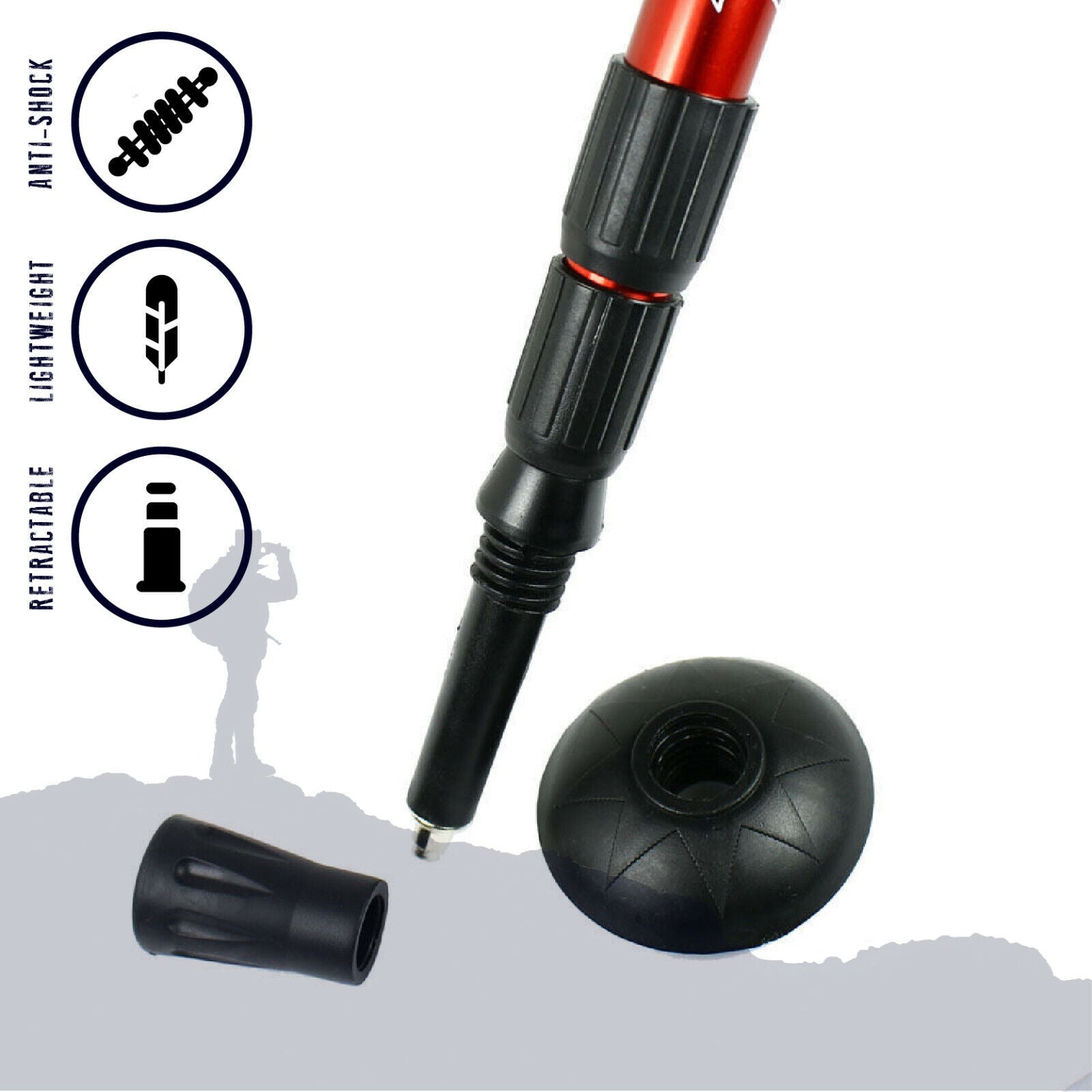 Pair of Anti-Shock Trekking Poles Adjustable Alpenstock Sticks
