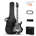 39" Flame Electric Guitar Kit with HSH Pickups & 20W Amp Black Tiger