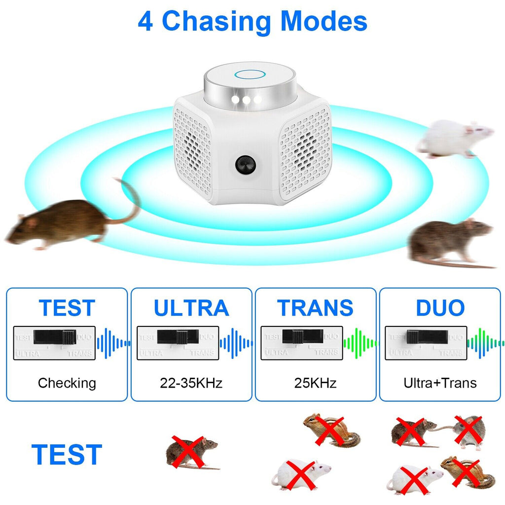 Ultrasonic Rodent Chaser for Indoor Pest Control - White
