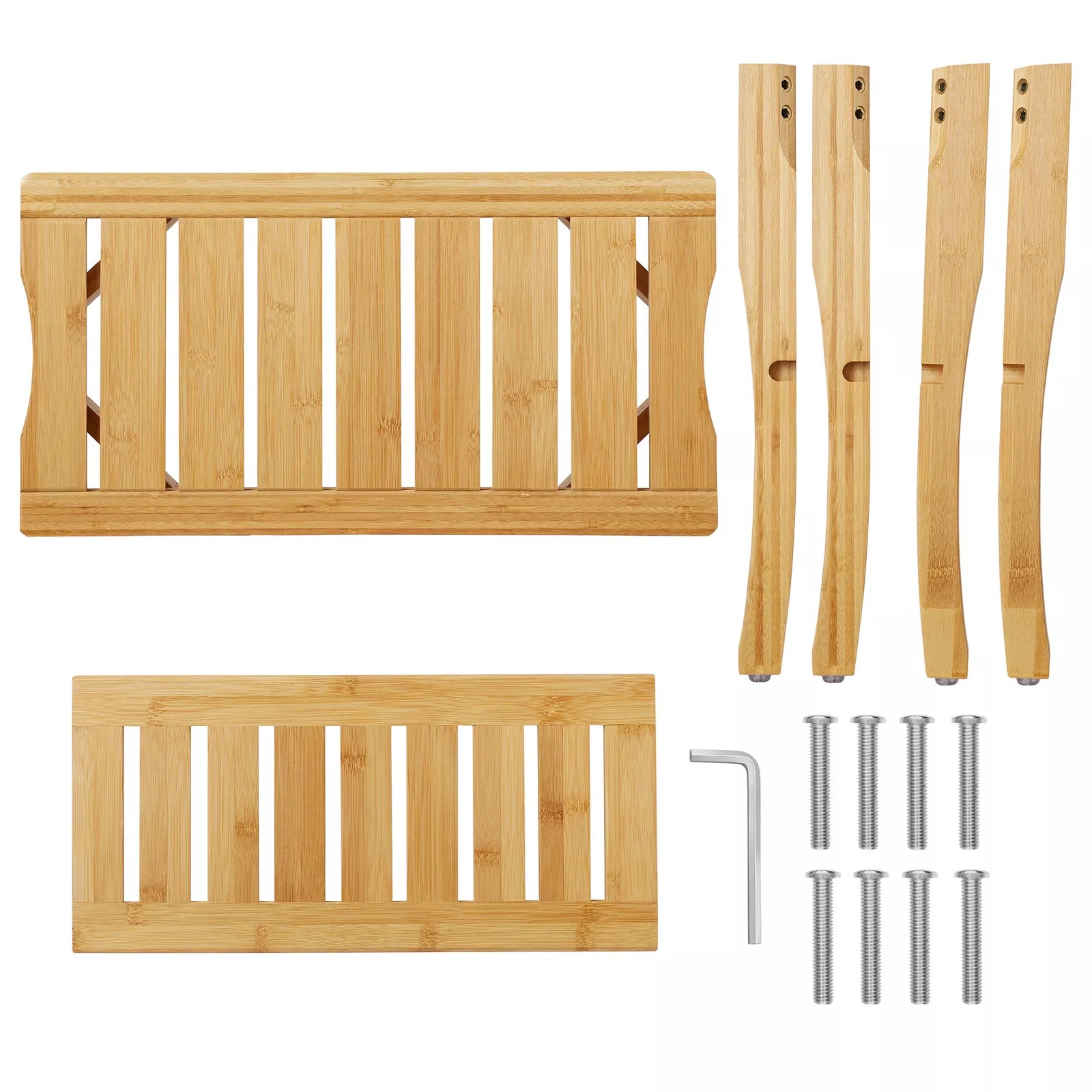 Natural Bamboo Bathroom Bench with Storage Shelf