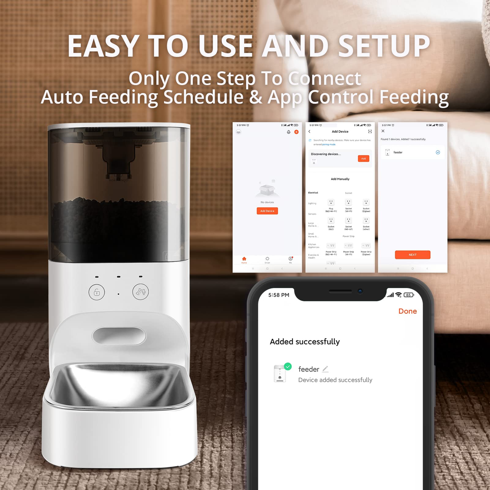 Smart Automatic Cat Feeder APP Control 4L Food Dispenser