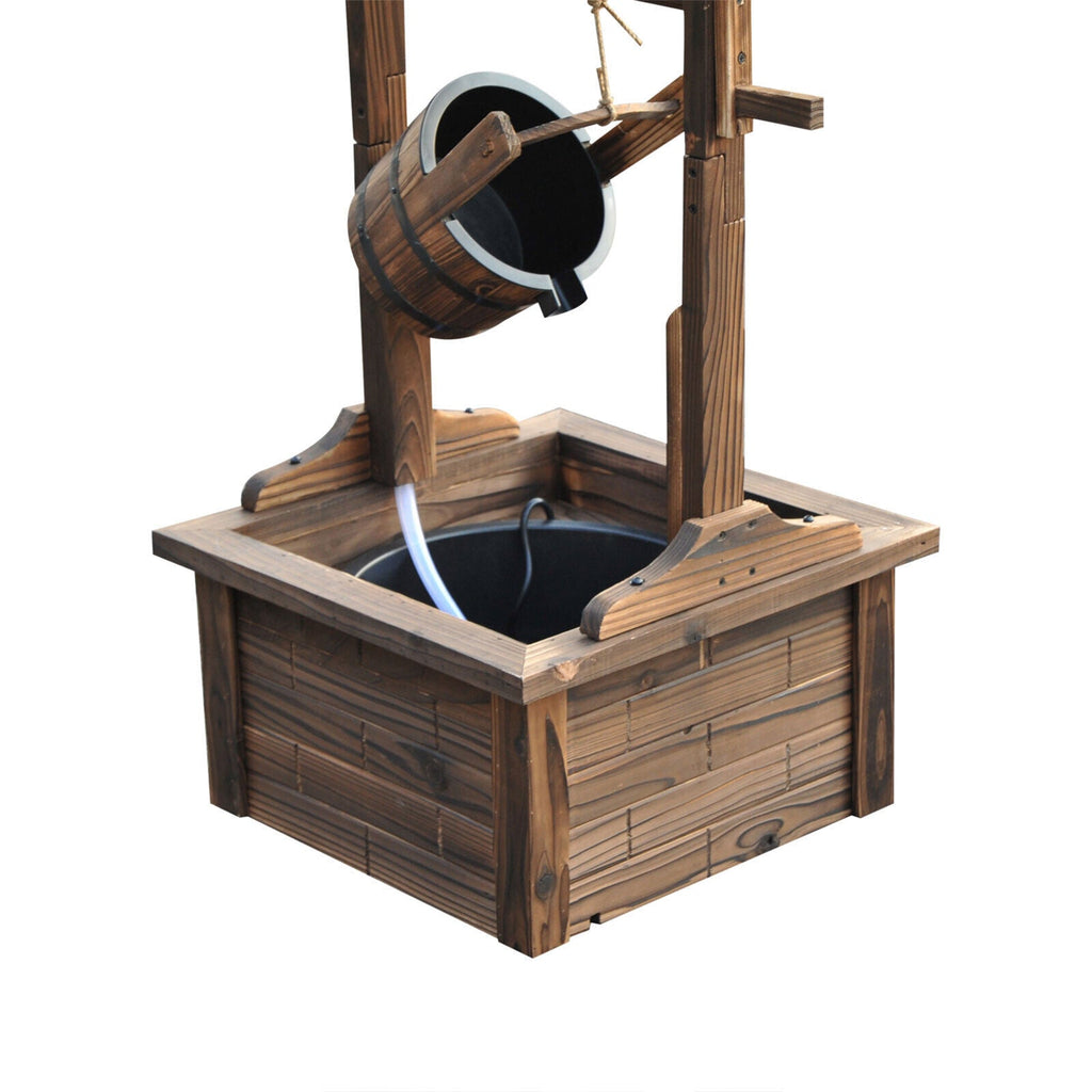 Wooden Wishing Well Outdoor Water Fountain With Pump For Garden & Yard