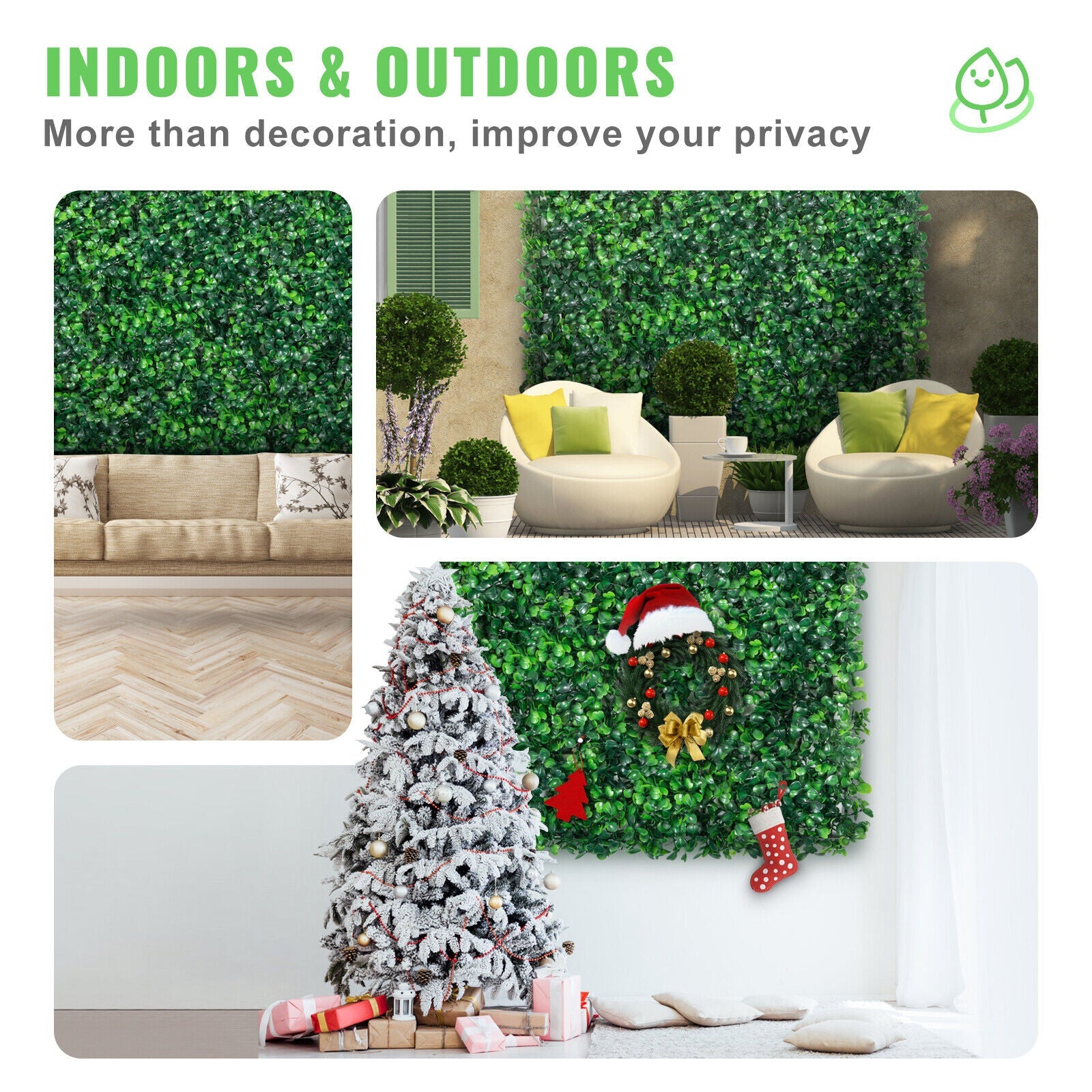 20x20" Artificial Boxwood Wall Hedge Panels Set of 12