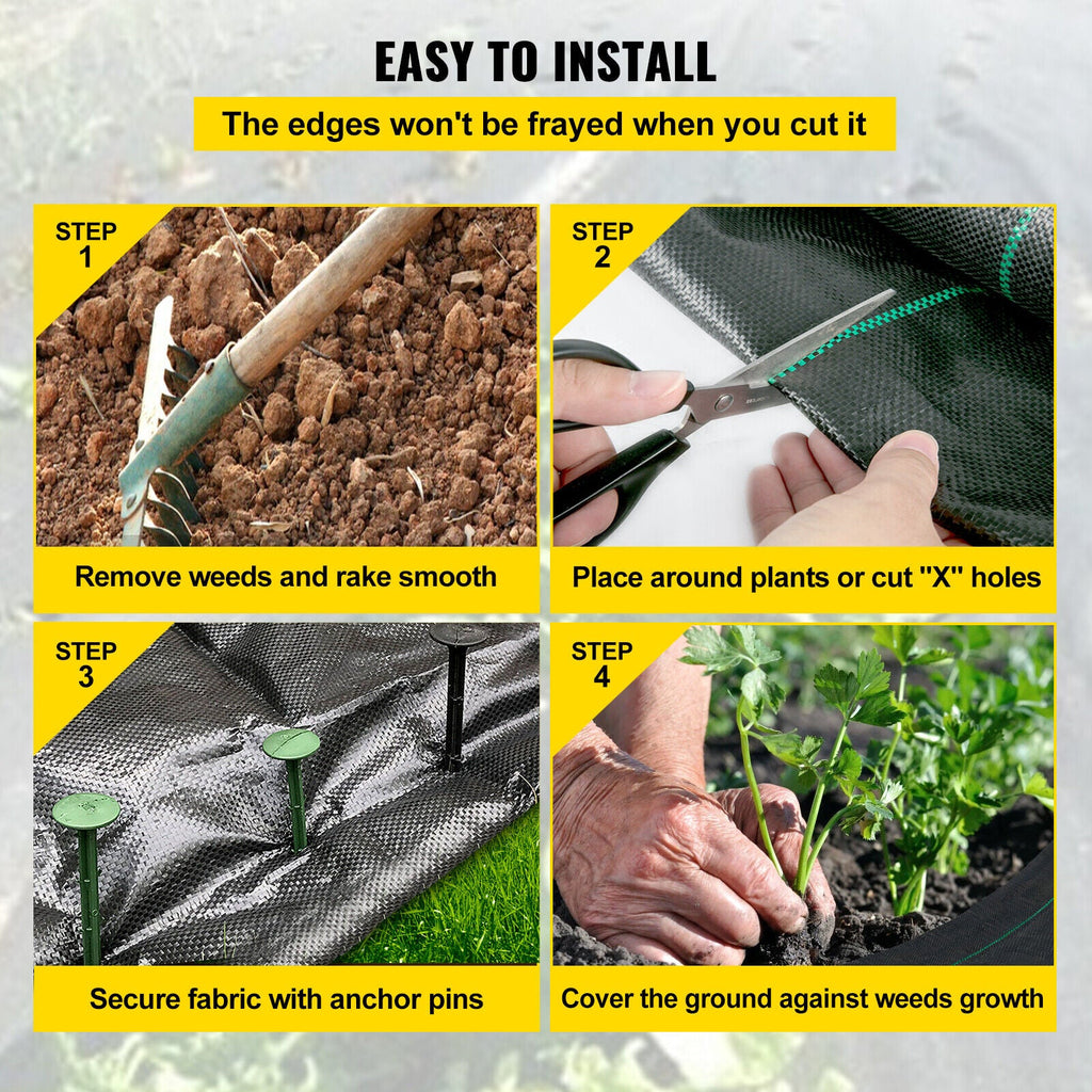 Heavy Duty Weed Barrier Landscape Fabric 6ft x 300ft PP Woven Ground Cover