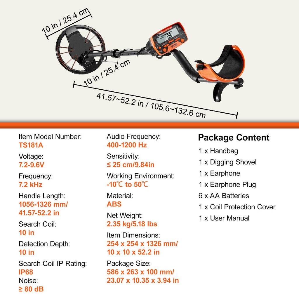 LCD Display Metal Detector 10" IP68 Waterproof