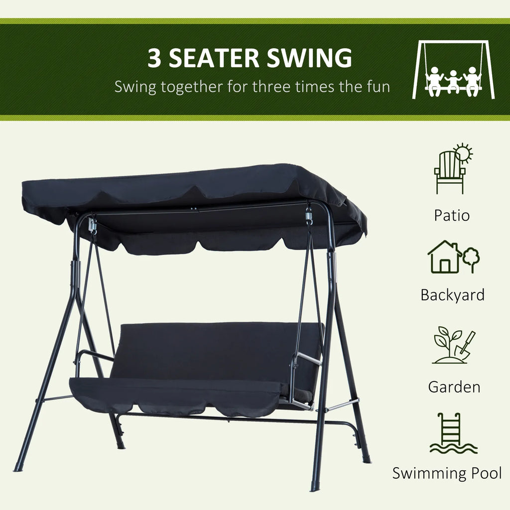 Outdoor 3-Seat Porch Swing Hammock with Canopy