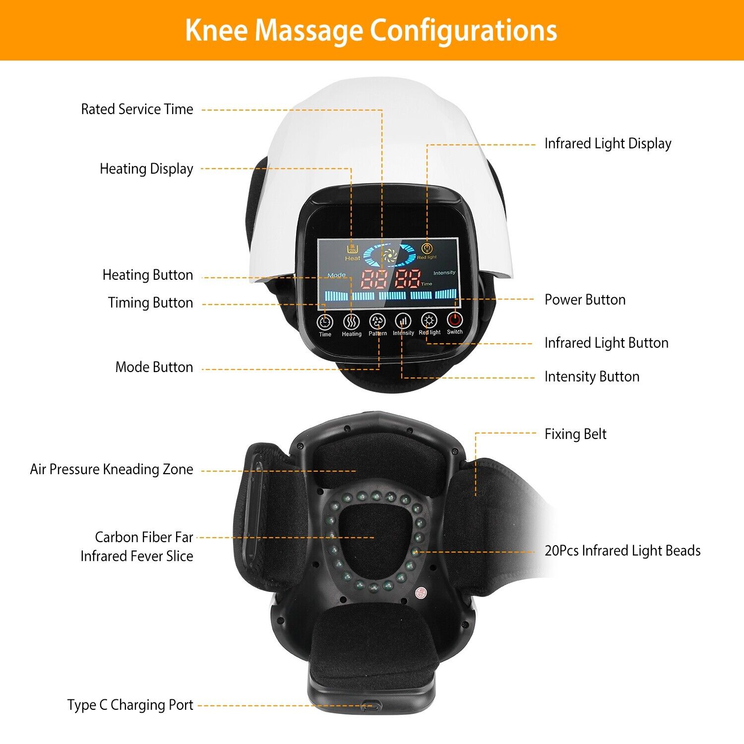 Electric Knee Massager Infrared Heat Therapy Vibration