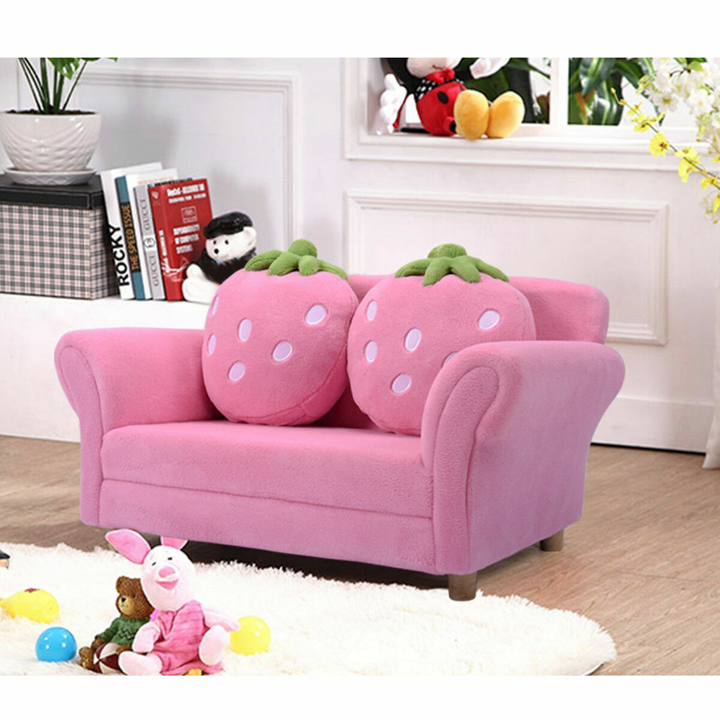 Kids Strawberry Sofa Lounge Chair with Pillows