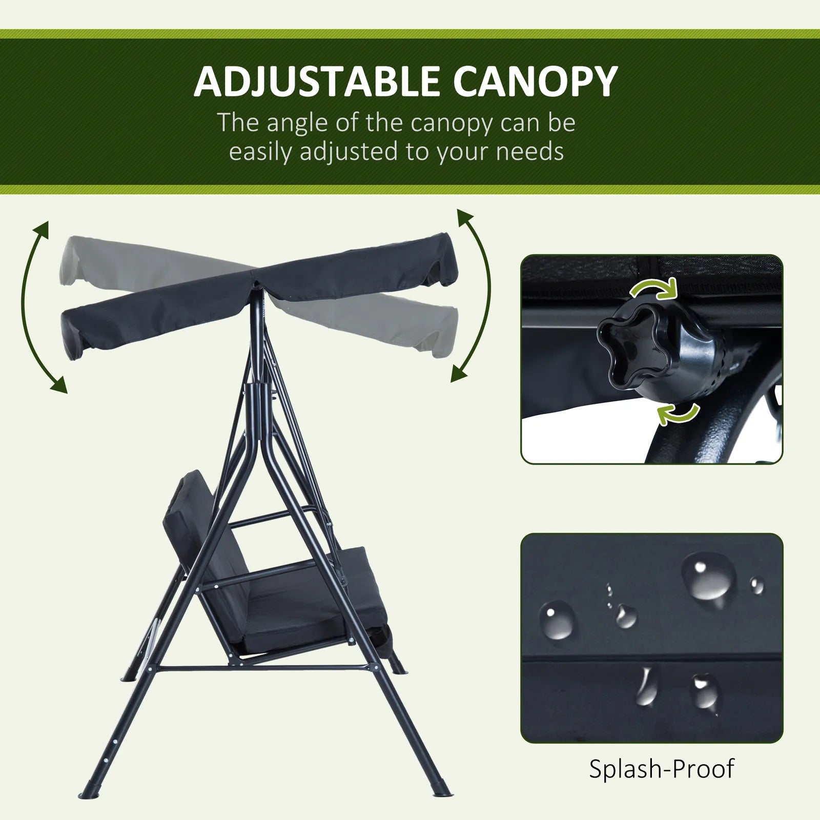 Outdoor 3-Seat Porch Swing Hammock with Canopy