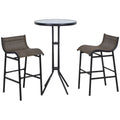 Outdoor Patio Bistro Set with Swivel Bar Stools and Glass Tabletop