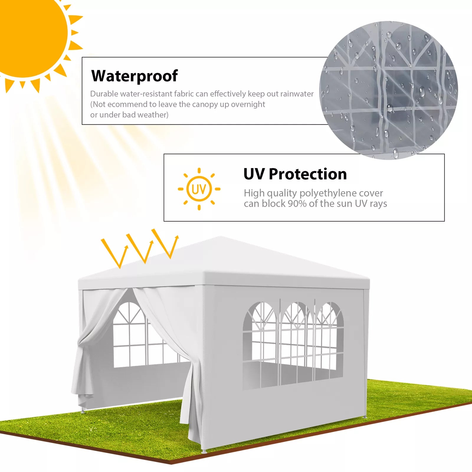 White 10'x10' Outdoor Canopy Party Tent Wedding Gazebo