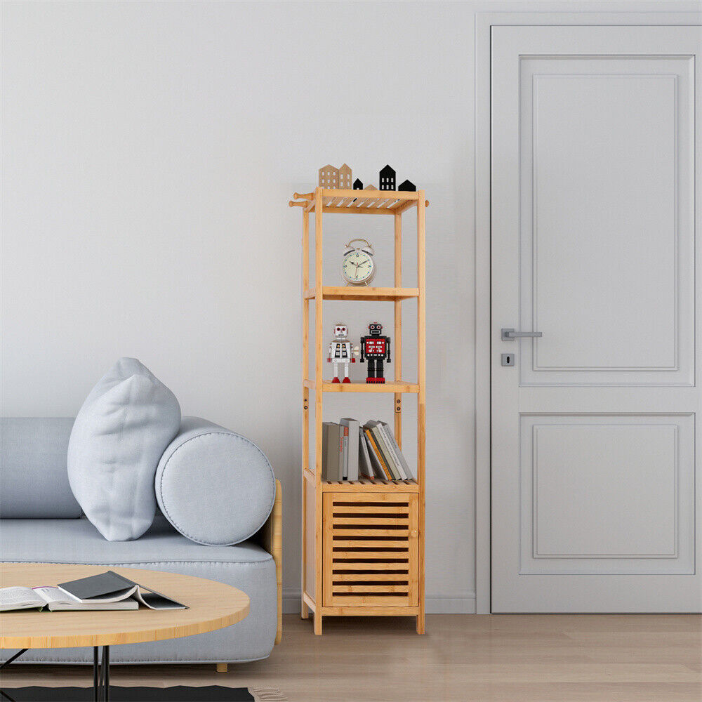 4 Tiers Bathroom Storage Floor Cabinet Shelving Unit