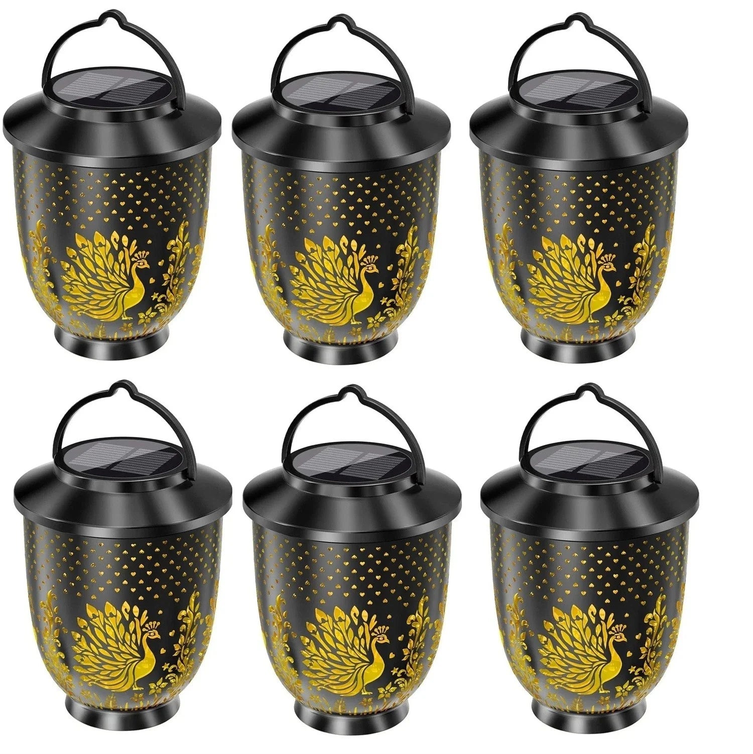 6pcs Solar LED Hanging Lantern Lights Outdoor Garden Pathway Set