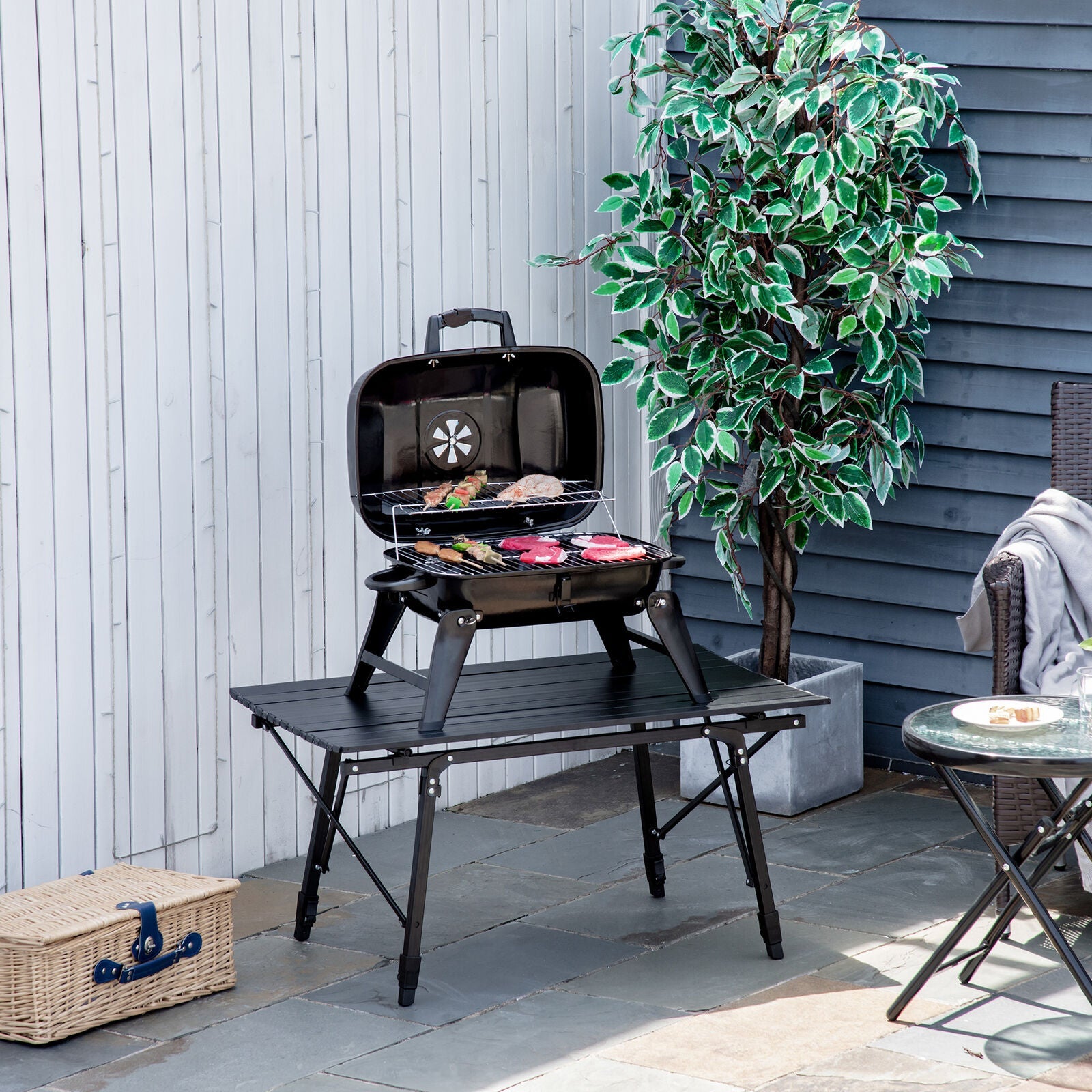Tabletop Outdoor Charcoal Barbecue Grill Camping Picnic Cooker