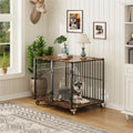 Tempered Glass Dog Crate Kennel with Wheels and End Table Top