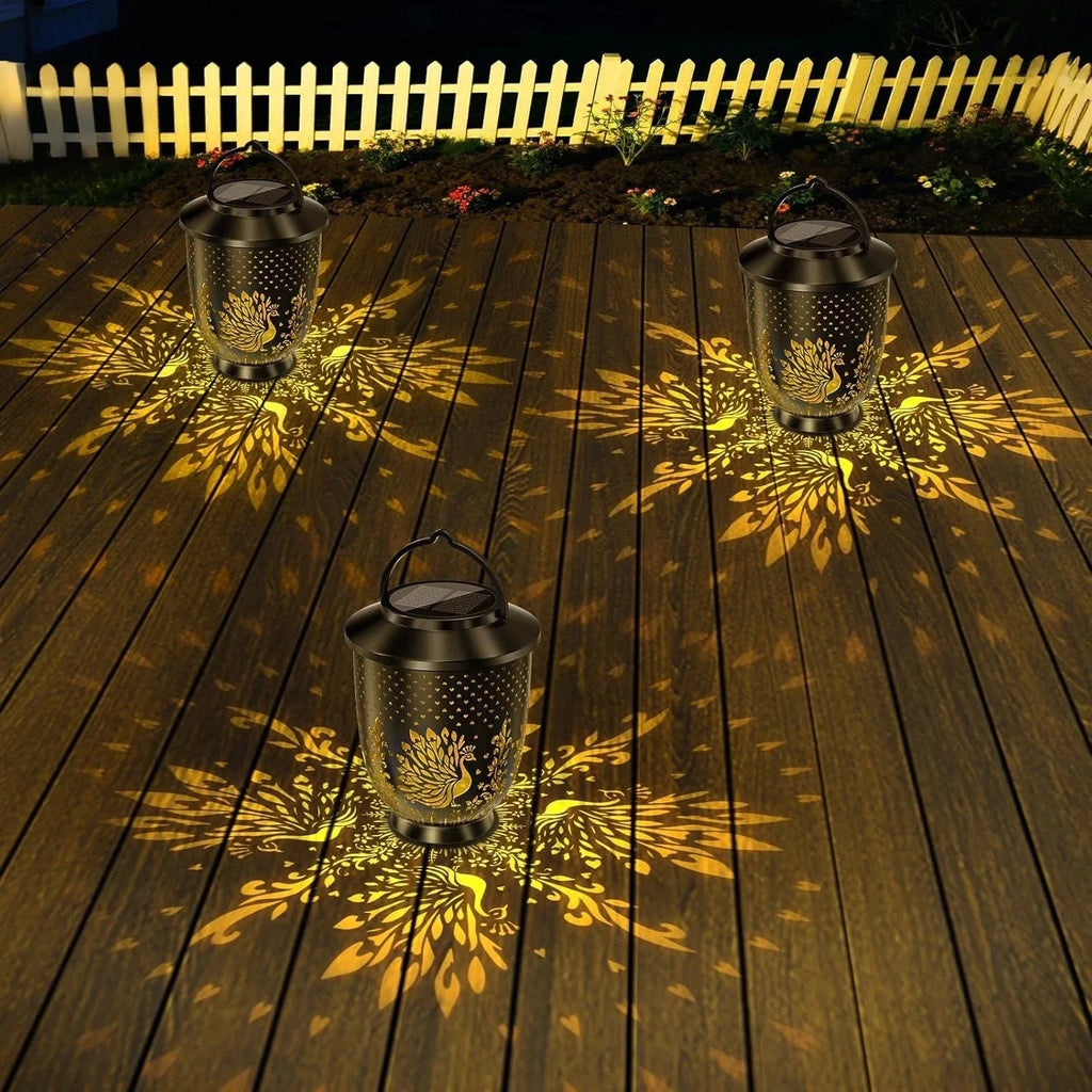 6pcs Solar LED Hanging Lantern Lights Outdoor Garden Pathway Set