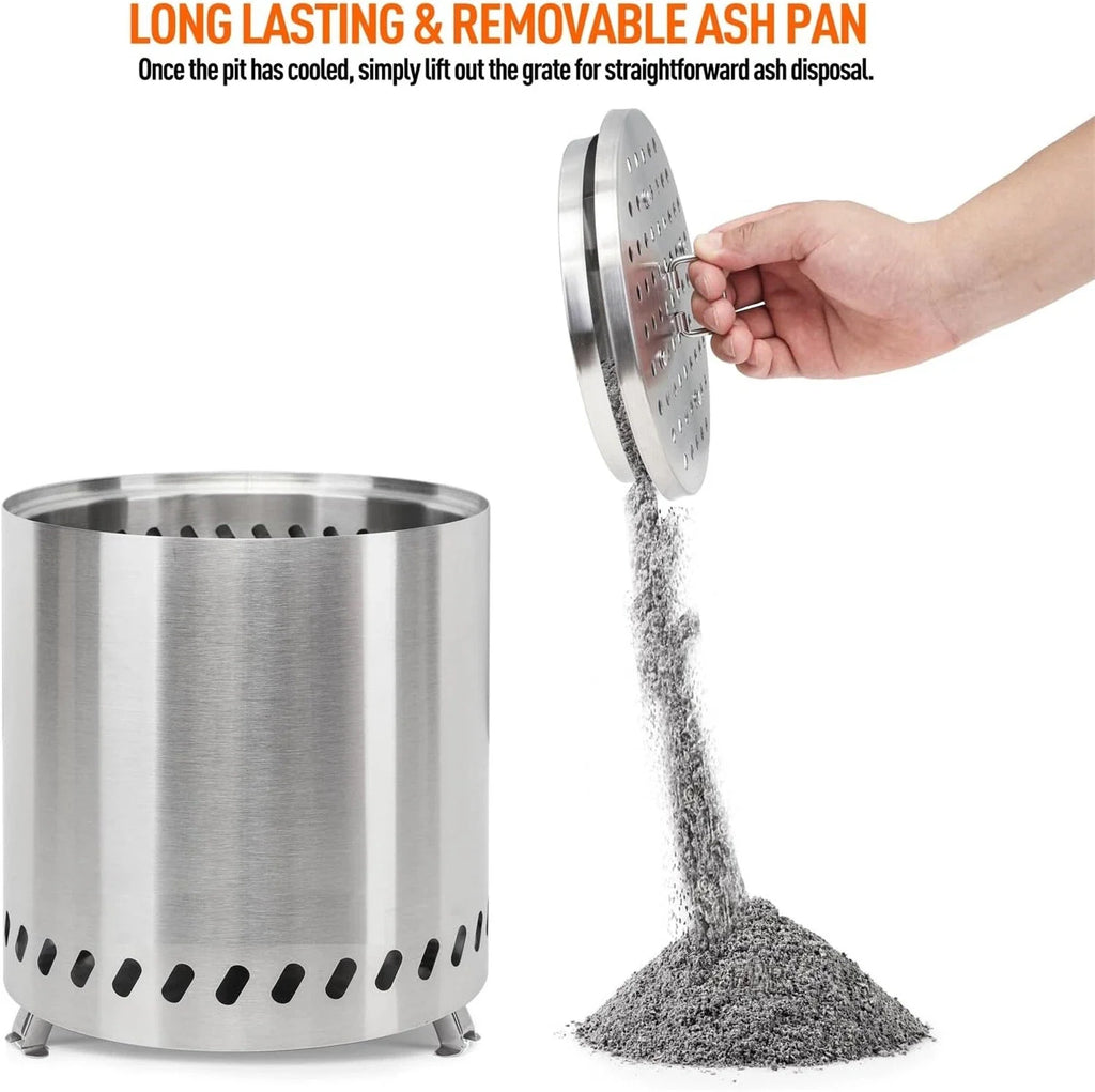 Stainless Smokeless Fire Pit for Camping Patio Backyard 18.5"