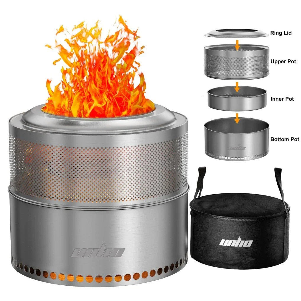 Portable Smokeless Fire Pit Stainless Steel Wood Burner