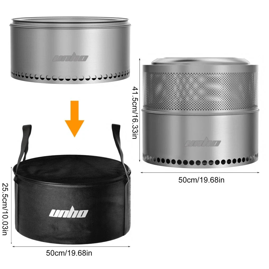Portable Smokeless Fire Pit Stainless Steel Wood Burner