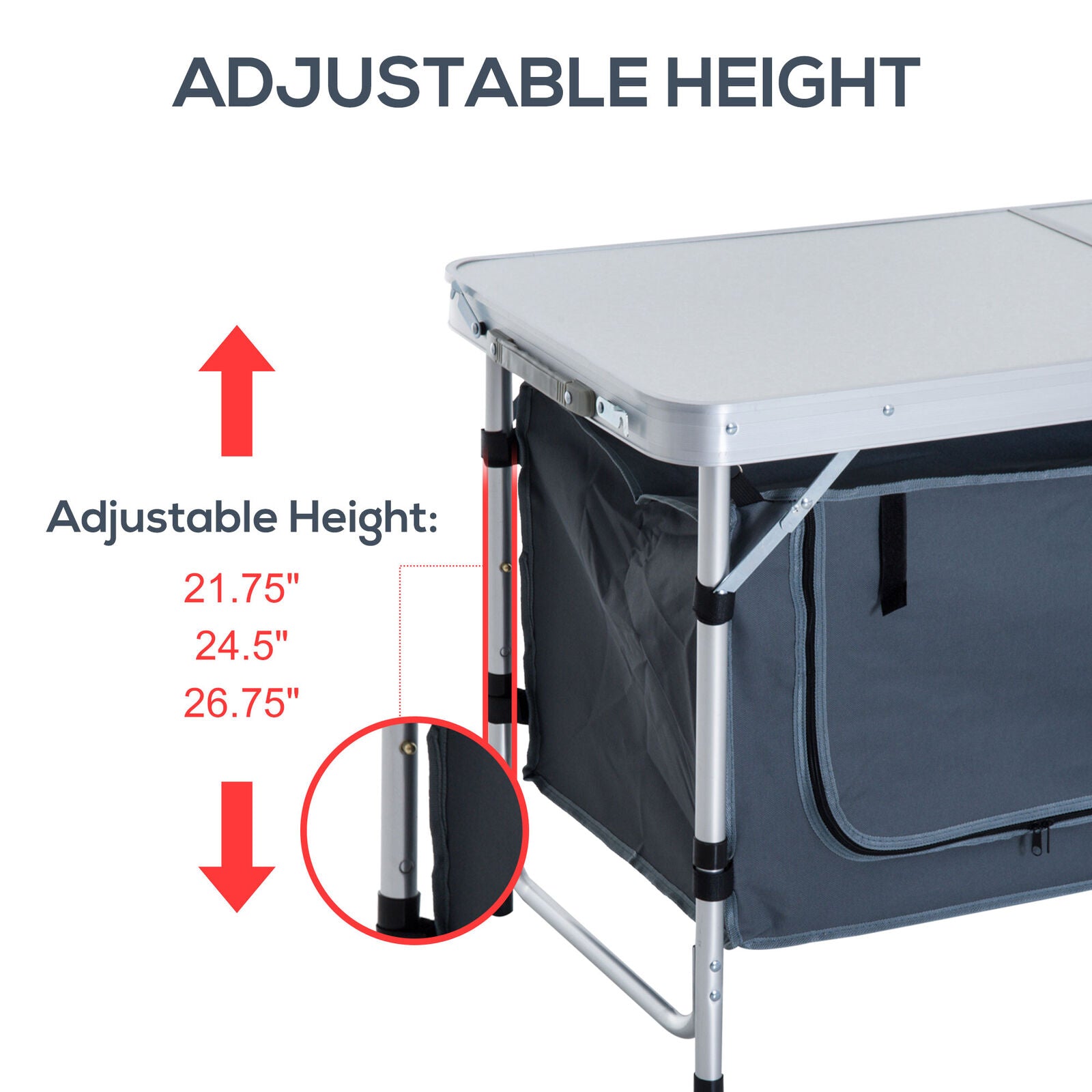 47" Folding Picnic Table with Cupboard Outdoor Camping