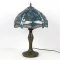 Dragonfly Stained Glass Tiffany Lamp Vintage Brass Desk Light