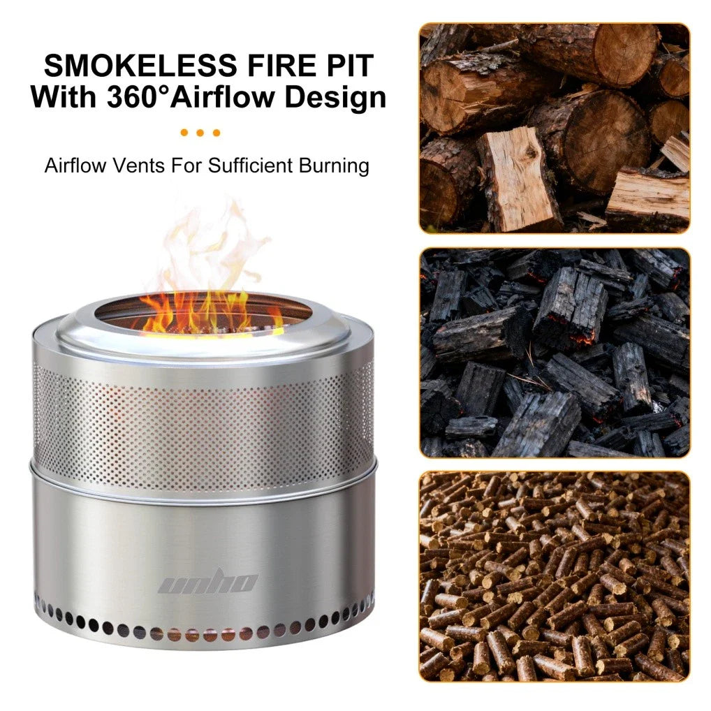 Portable Smokeless Fire Pit Stainless Steel Wood Burner