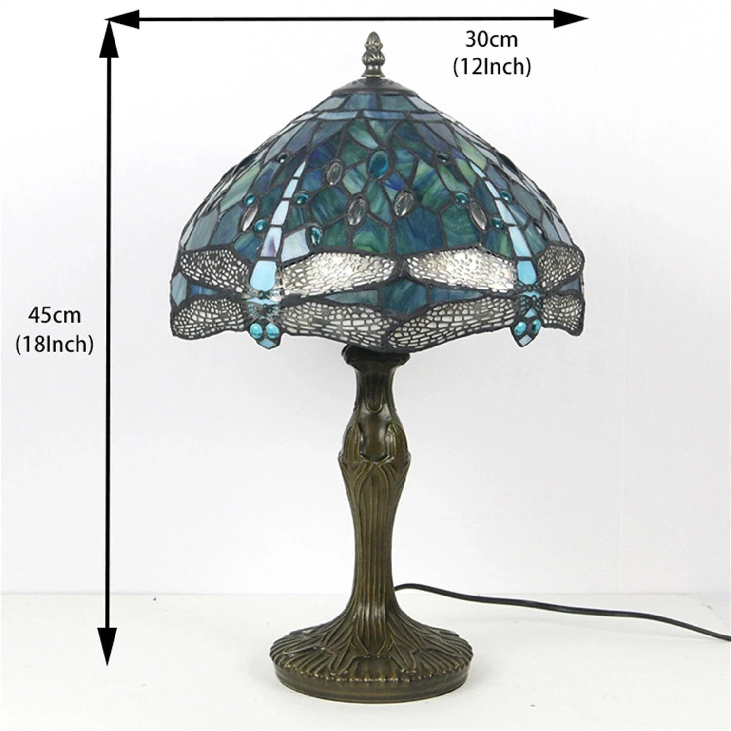 Dragonfly Stained Glass Tiffany Lamp Vintage Brass Desk Light