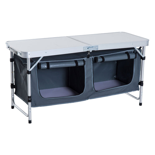 47" Folding Picnic Table with Cupboard Outdoor Camping