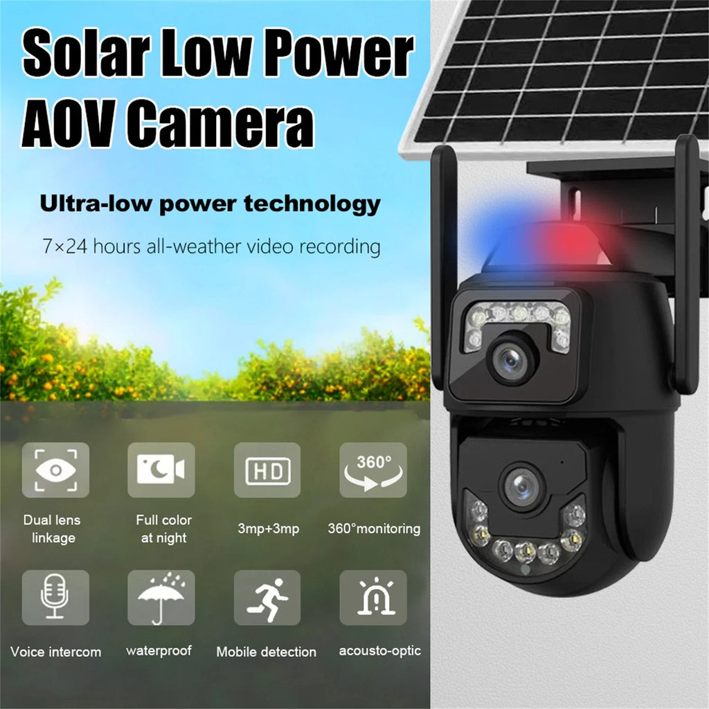 Solar WiFi Security Camera Dual Lens 6MP PTZ Night Vision
