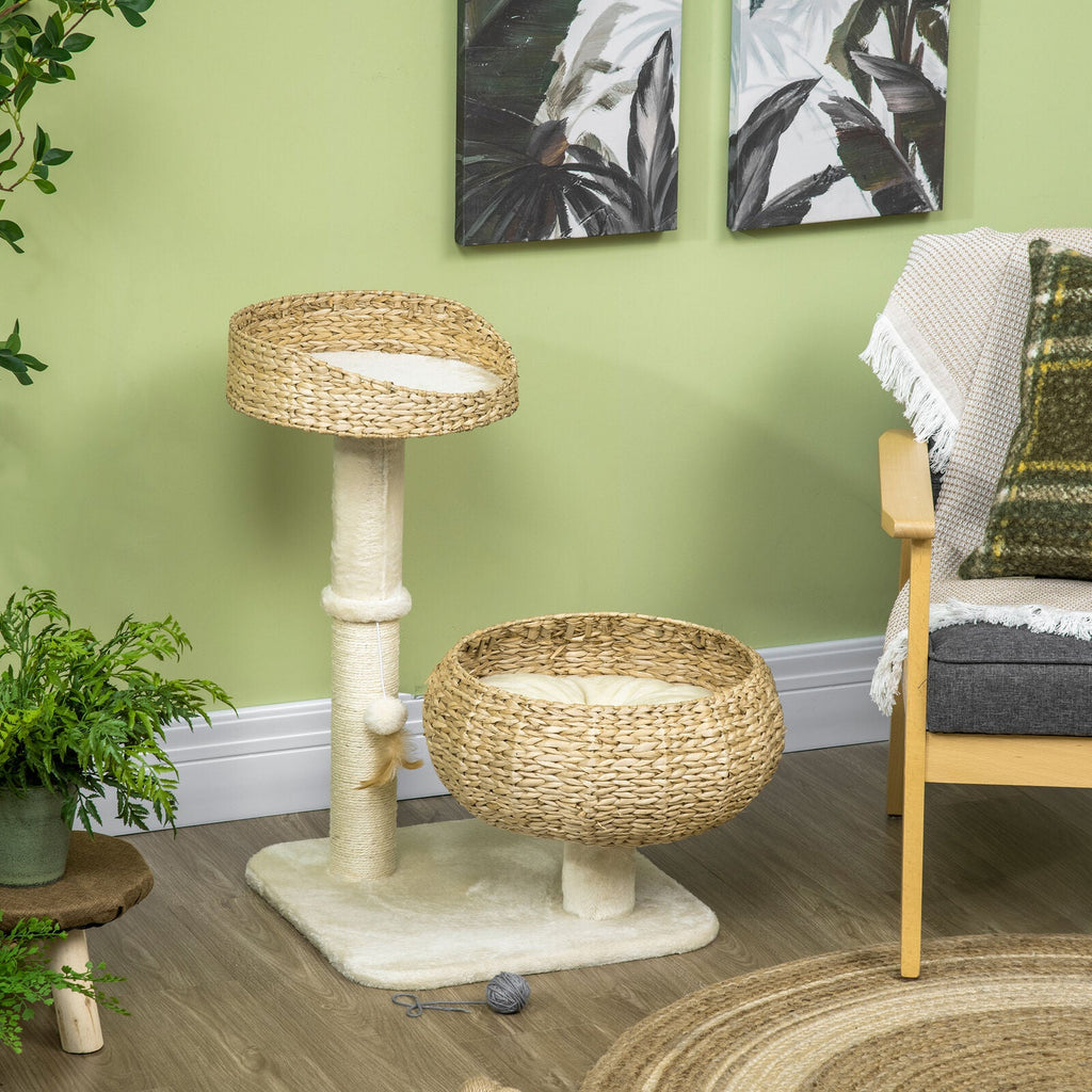 Modern Cat Tree Indoor Cat Tree Basket With Ball Toy and Scratch Post
