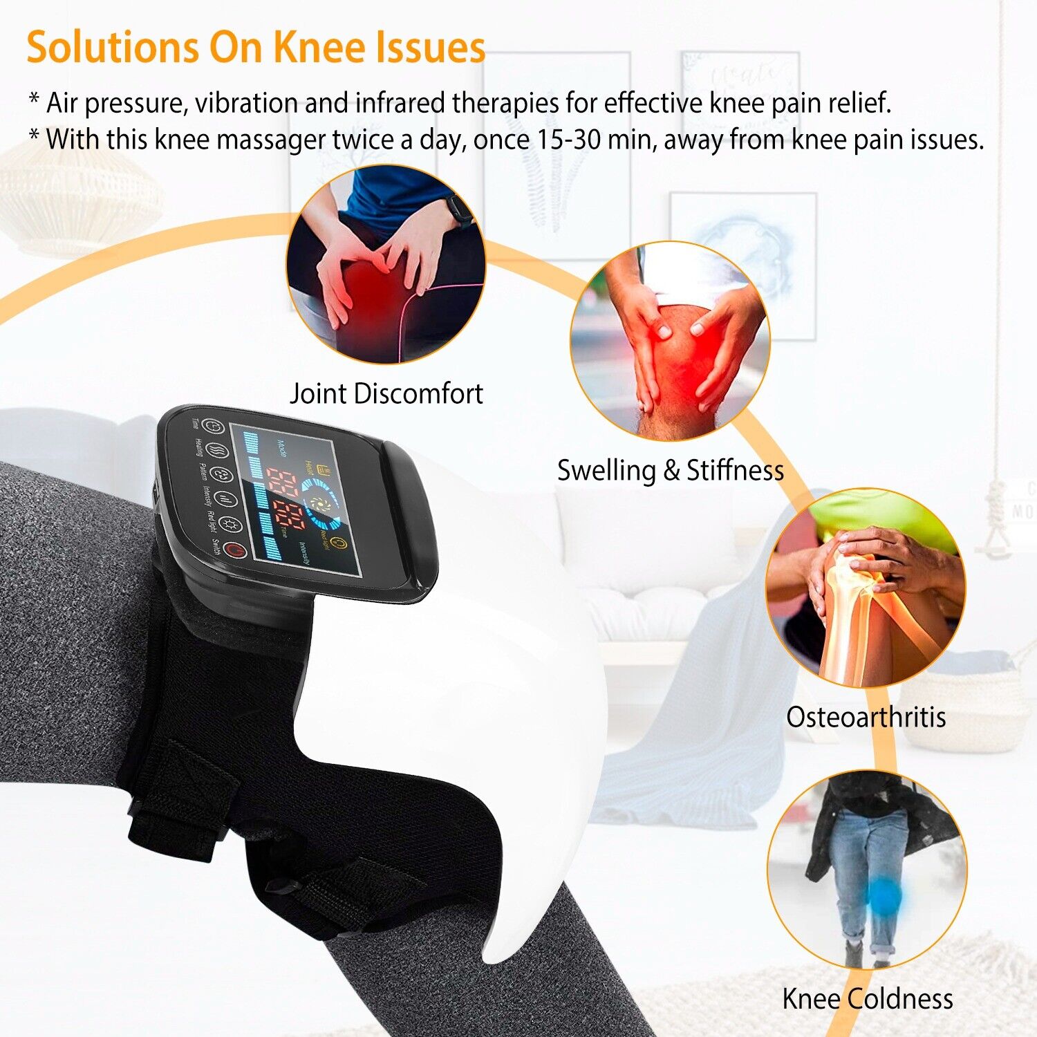 Electric Knee Massager Infrared Heat Therapy Vibration