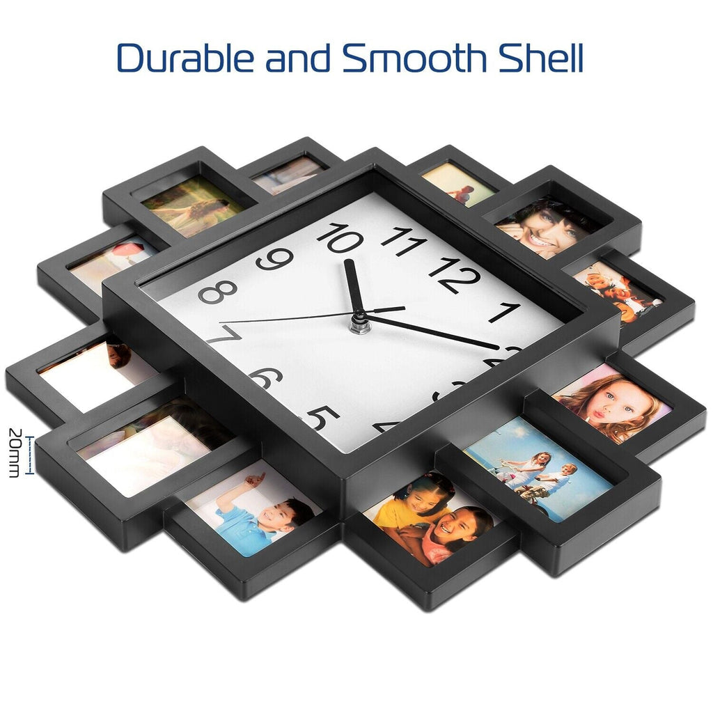 Wall Clock w/ Photo Frame 2-in-1 Decorative Display Family Gift